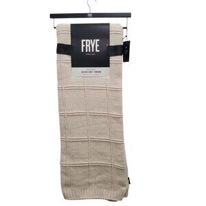 FRYE Oversized Block Knit Throw Cream OKEO Tex‎ All Season Blanket NWT 50"x70"